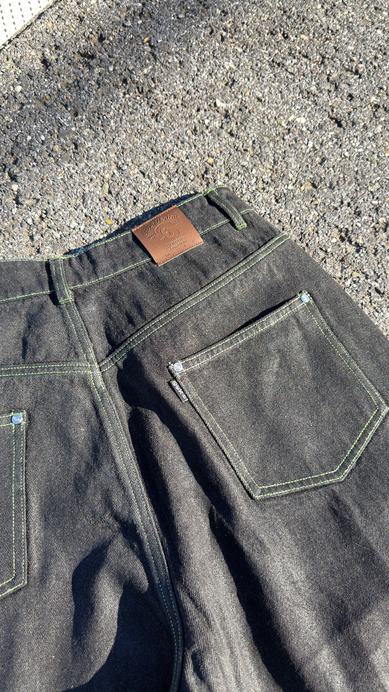 Waxed denim double knee